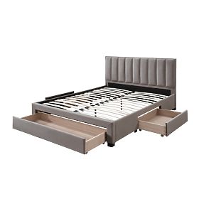 GRACE 160 Bed with Drawers Beige Velvet (3p=1pcs), Halmar