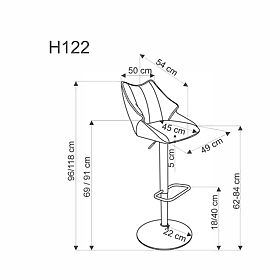 H122 bar stool legs - black, seat - gray (1p=2pcs)