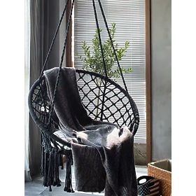 Hanging Boho Chair with Cushion Black 490129A, Bluegarden