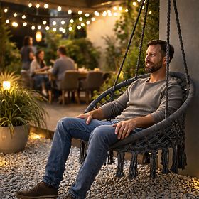 Hanging Chair Boho Garden Swing Stork Nest Grey MultiGarden, MultiGarden