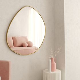 Hanging Mirror in Gold Frame Alonzo, 64x60 cm, Irregular Shape, lectus