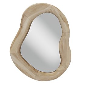 Hanging Mirror in Wooden Frame Lia 75x60 cm, Organic Shape, Irregular Shape, Natural