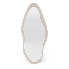 Hanging Mirror in Wooden Frame Mara, 180x80 cm, Irregular Shape, Cream