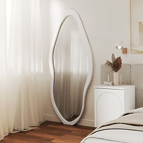 Hanging Mirror in a Wooden Frame Mara, 180x80 cm, Irregular Shape, White