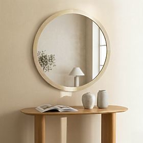 Hanging Mirror in Wooden Frame Sesto 60 cm, Round, Natural