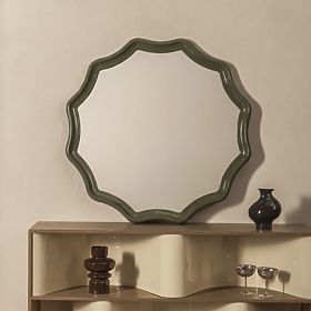 Hanging Mirror Luppo, Green-Grey, Glossy