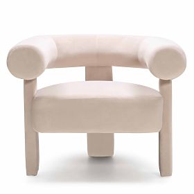 Hella Light Beige Velvet Rounded Relaxation Chair, lectus