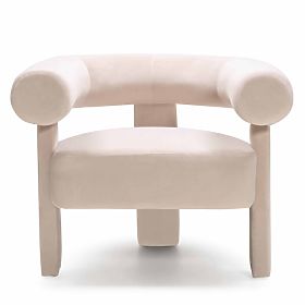Hella Light Beige Velvet Rounded Relaxation Chair, lectus