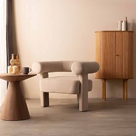 Hella Light Beige Velvet Rounded Relaxation Chair, lectus