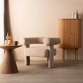 Hella Light Beige Velvet Rounded Relaxation Chair, lectus