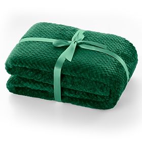 HENRY Throw Bottle Green Color Embossed Jacquard Modern Style 220x240