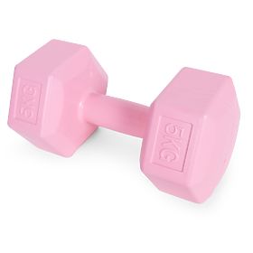 Hexagonal Dumbbells Set 2x5 kg Weights for Fitness Exercise Pink ModernHome