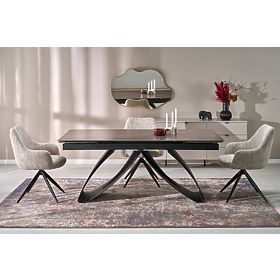 HILARIO extendable table, top - walnut, legs - black (3p=1pc), Halmar