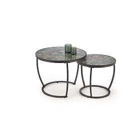 INES set of 2 tables, green marble / black (1p=1set), Halmar