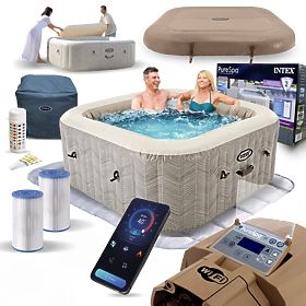 Inflatable Square SPA Pool with Hydromassage for 4 People 175x71 cm Premium Accessories INTEX 2844, INTEX