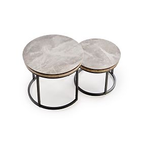 ITAKA Set of 2 Benches, Ash Marble / Graphite (1p=1pc), Halmar