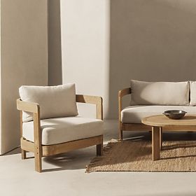 Japandi Garden Furniture Set Acacia Wood FSC, Teak Look, Light Beige, Rounded