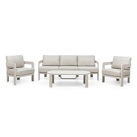 Japori Garden Furniture Set, Aluminum, Light Beige, Rounded