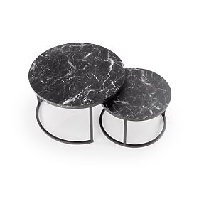 JAVA Set of 2 Benches, Black Marble / Black (1p=1pc)