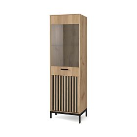 LAMINO W-1 Display Cabinet Oak Craft/Black, Legs: Black