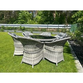 Large Dining Set from Technorattan (6 Chairs + Table) MODERNO Light Gray