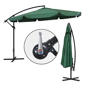 Large Folding Garden Parasol with Retractable Arm 3.5m Green