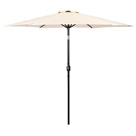 Large Garden Tilted Folding Parasol with Crank 6 Ribs Beige 270 cm, MultiGarden