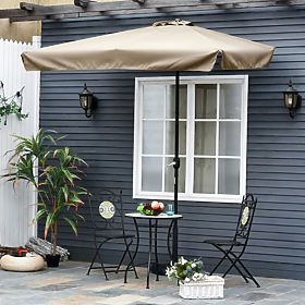 Large Rectangular Garden Tilted Folding Parasol with Crank Beige 200 x 140 cm, MultiGarden