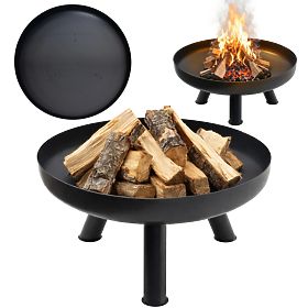Large Solid Cast Iron Garden Fire Pit 60 cm Perfect for Campfires, Bauerkraft