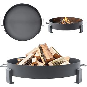Large Sturdy Cast Iron Garden Fire Pit 60 cm with Handles Ideal for Campfires, Bauerkraft