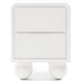 Lauria White Nightstand, Rounded, Ball Legs