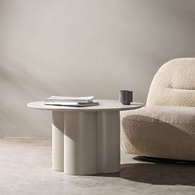 Lazaro Coffee Table 80 cm, Round, Gray-Beige, lectus