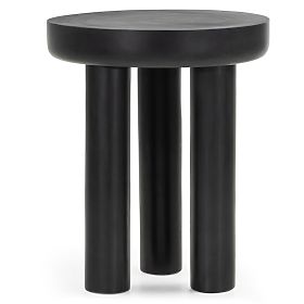 Limali Side Table 50 cm, Round, Black, Mango Wood, Rounded Shapes, lectus