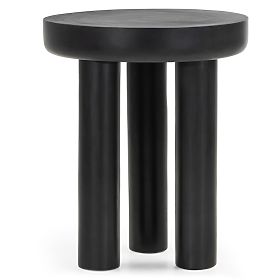 Limali Side Table 50 cm, Round, Black, Mango Wood, Rounded Shapes, lectus
