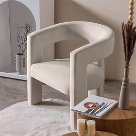 Lory Relaxation Armchair, Light Beige, Velvet, lectus