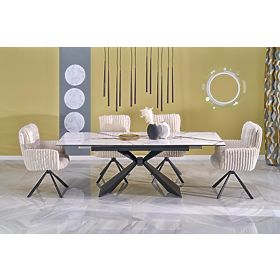 LUCIANO extendable table, top: white marble (2p=1pc), Halmar