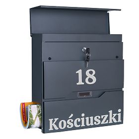 Mail Box for Letters Vidar Anthracite with Inscriptions