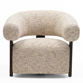 Maribel Relaxation Chair Beige-Grey/Walnut, Rounded Shape, lectus