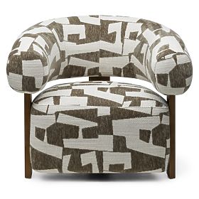Maribel Relaxation Chair Olive-Cream/Walnut, Rounded Shapes