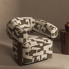 Maribel Relaxation Chair Olive-Cream/Walnut, Rounded Shapes