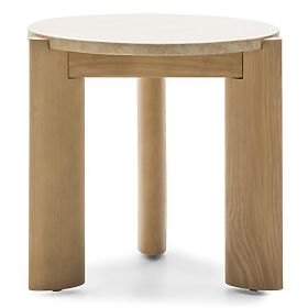 Medley Side Table 50 cm, Round, Travertine/Ash