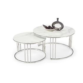 MERCURY 2 set of 2 benches, frame - silver, glass - white marble (1p=1pc), Halmar