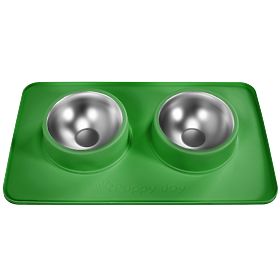 Metal Bowls for Dogs or Cats with Non-Slip Mat Green PJ-087, PuppyJoy