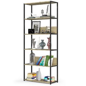 Metal Loft Shelf 80 cm - Black-Oak Artisan - 6 Shelves