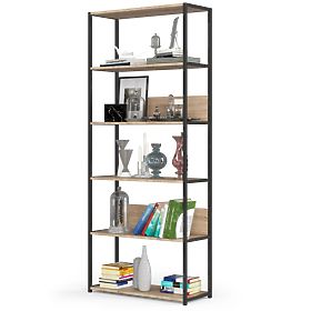 Metal Loft Shelf 80 cm - Black-Sonoma Oak - 6 Shelves