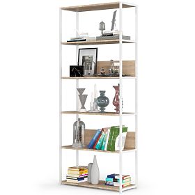 Metal Loft Shelf 80 cm - White-Sonoma Oak - 6 Shelves