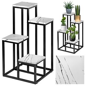 Metal Plant Stand MOGREN White Marble
