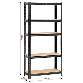 METAL SHELF 70x30x154 BLACK
