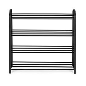 Metal Shoe Rack 4 Shelves 12 Pairs of Shoes Black, MODERNHOME