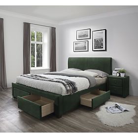 MODENA 3 Bed with Drawers Dark Green Velvet (6p=1pc), Halmar